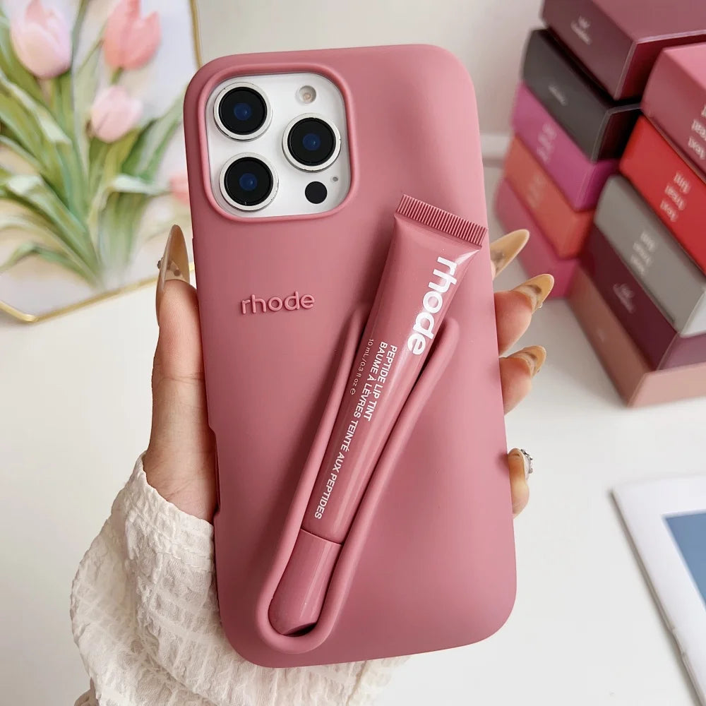 Phone Case Silicone with Lipstick Cover