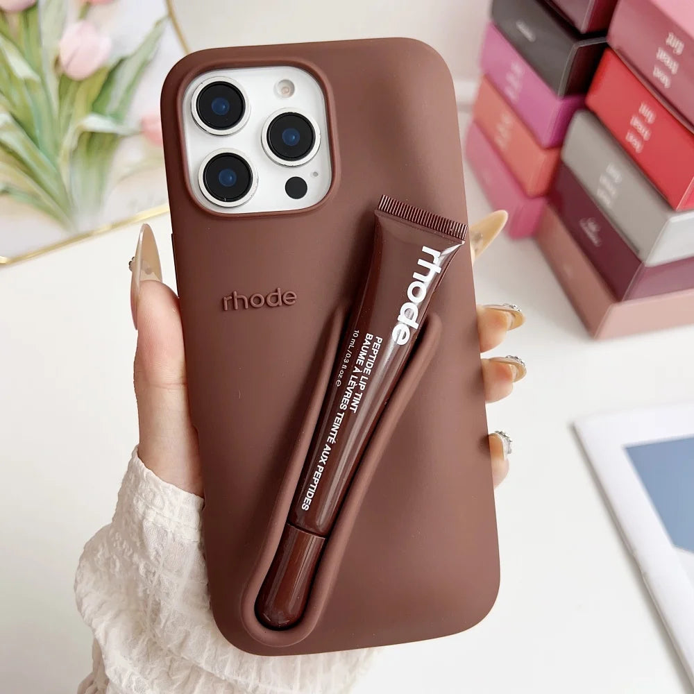 Phone Case Silicone with Lipstick Cover
