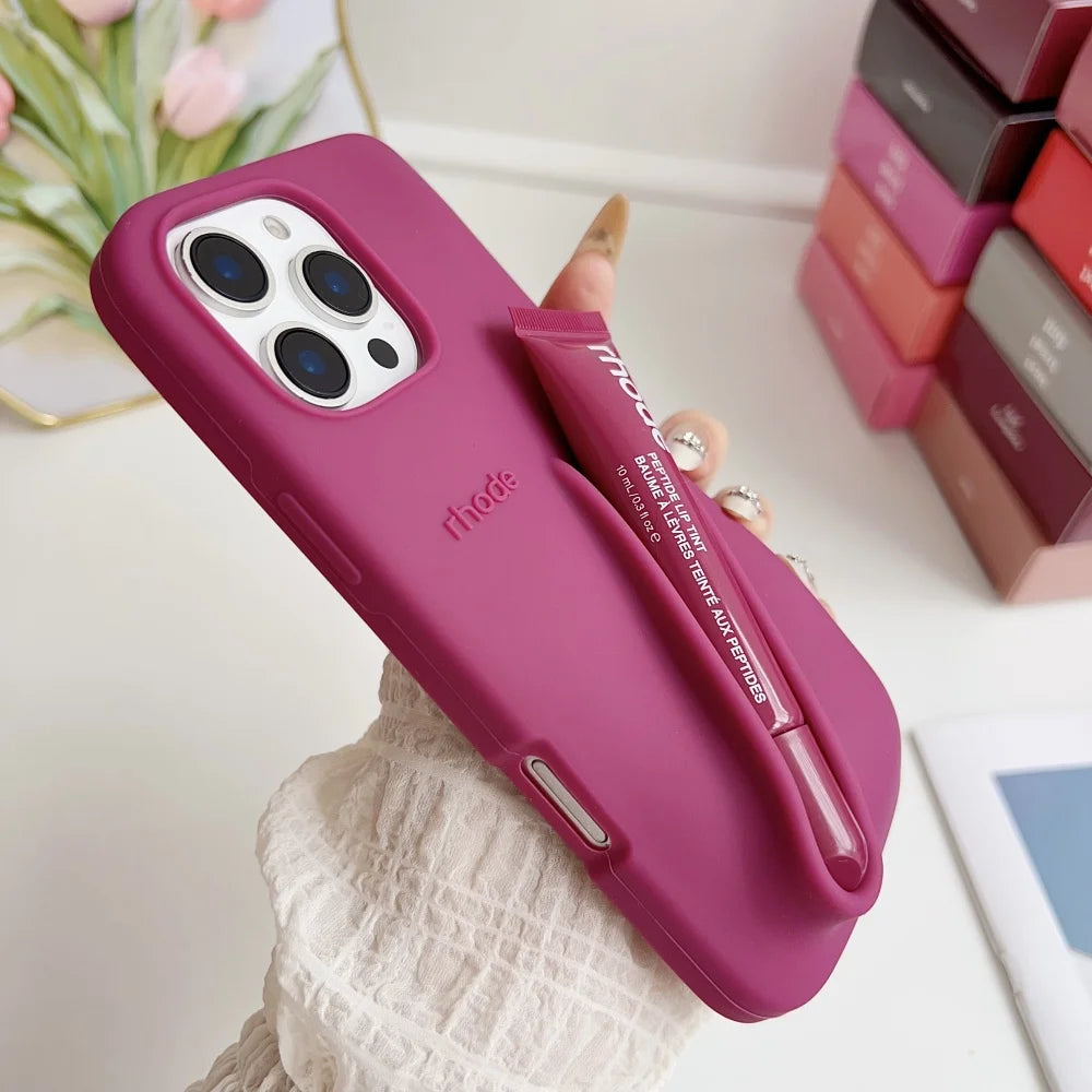 Phone Case Silicone with Lipstick Cover